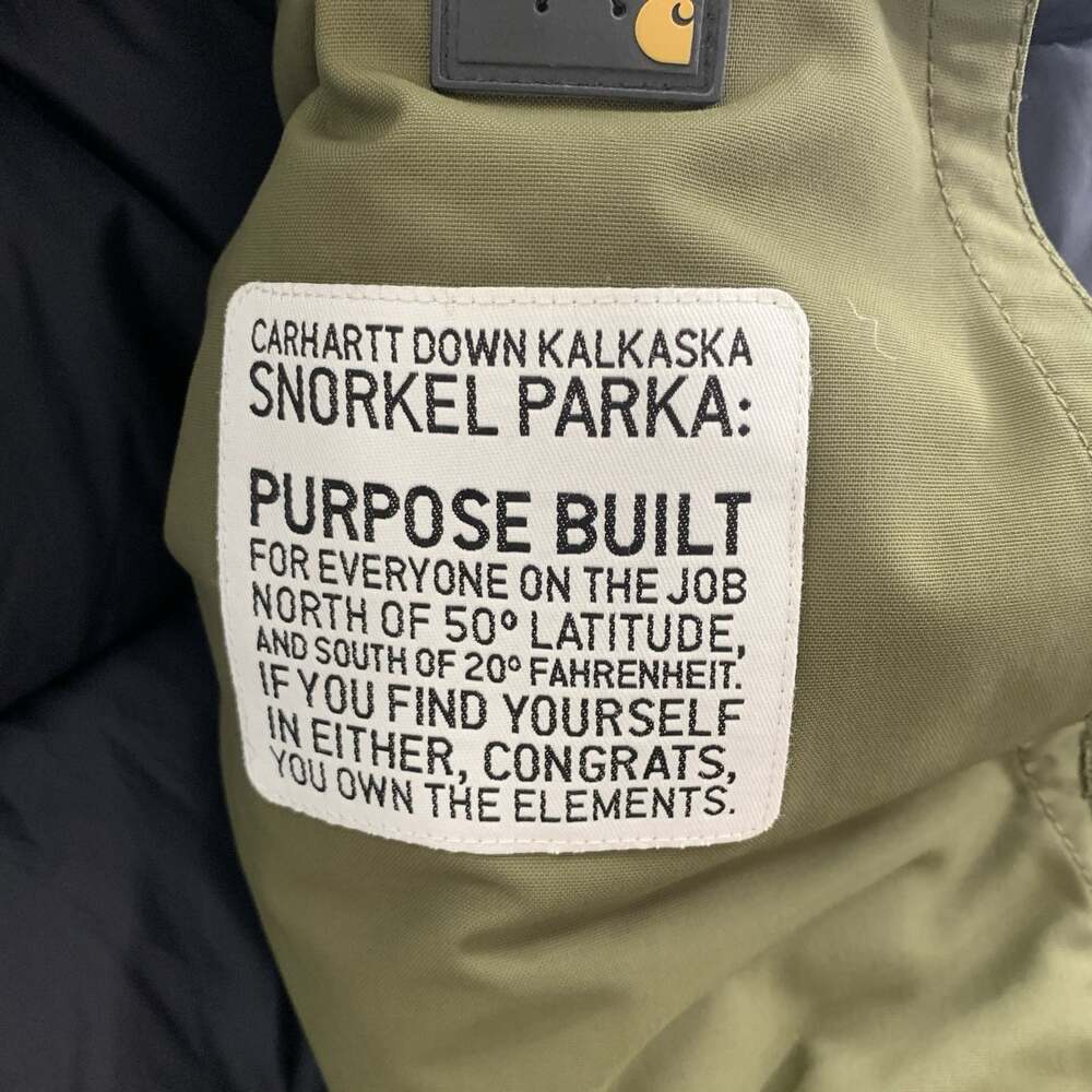 Carhartt Kalkaska Down Snorkel Parka Mens Medium Quilt Lined Army Green Gorpcore - Picture 9 of 13